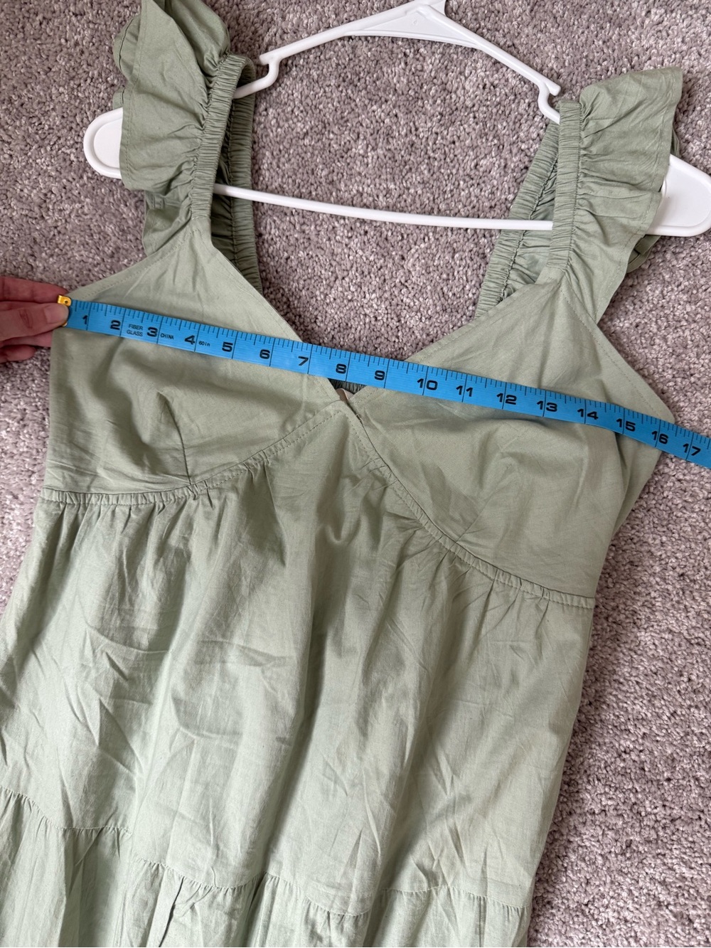 NWT Sim & Sam Sage Green Flutter Sleeve Tiered Maxi Dress 100% Cotton Large - Picture 8 of 9